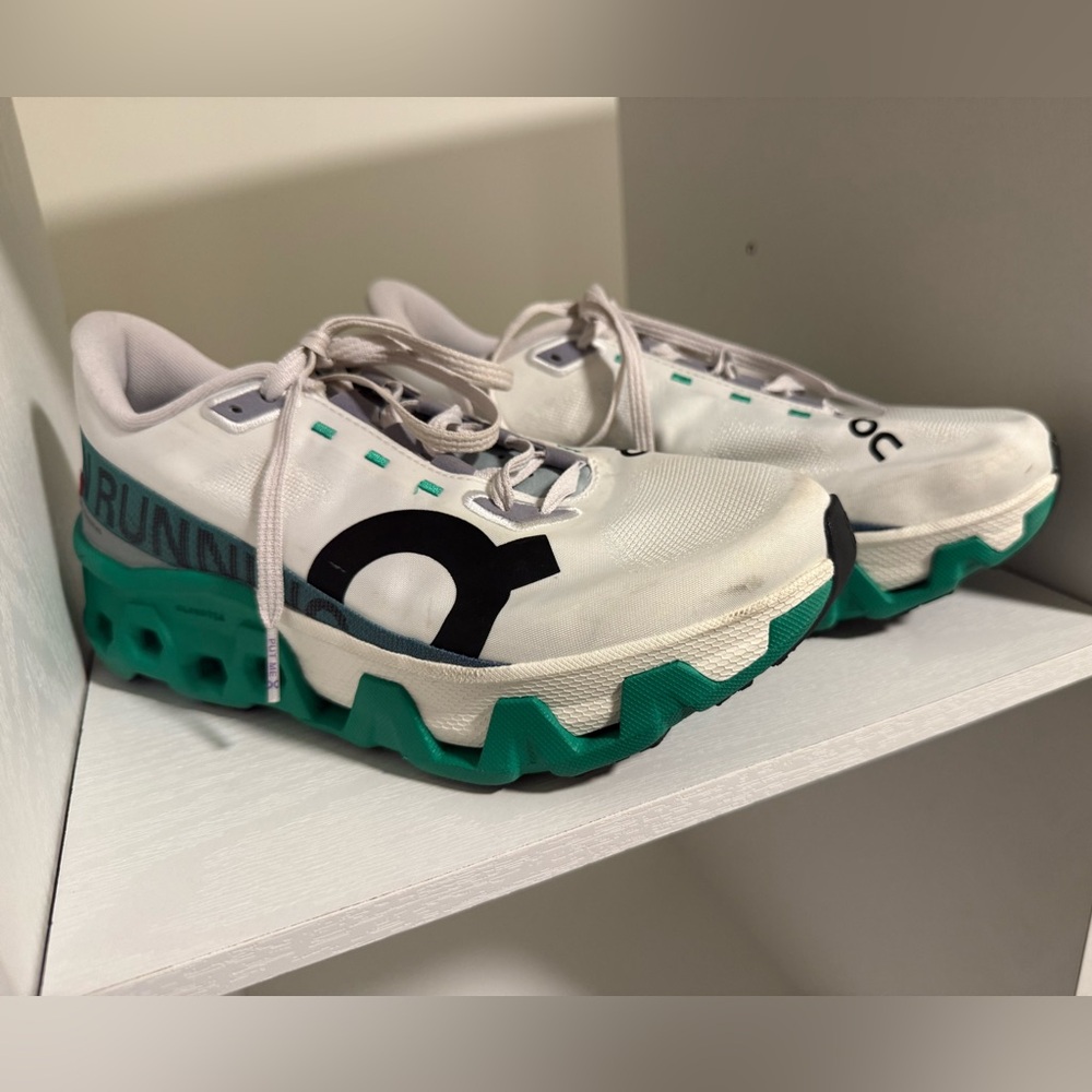 On Running White and Teal Sneakers